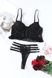 Lace Peplum Bustier and Strappy Pantie Set