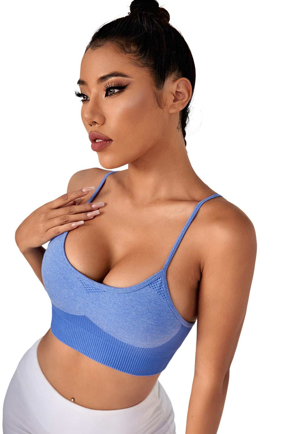 Ribbed Criss Cross Back Sports Bra