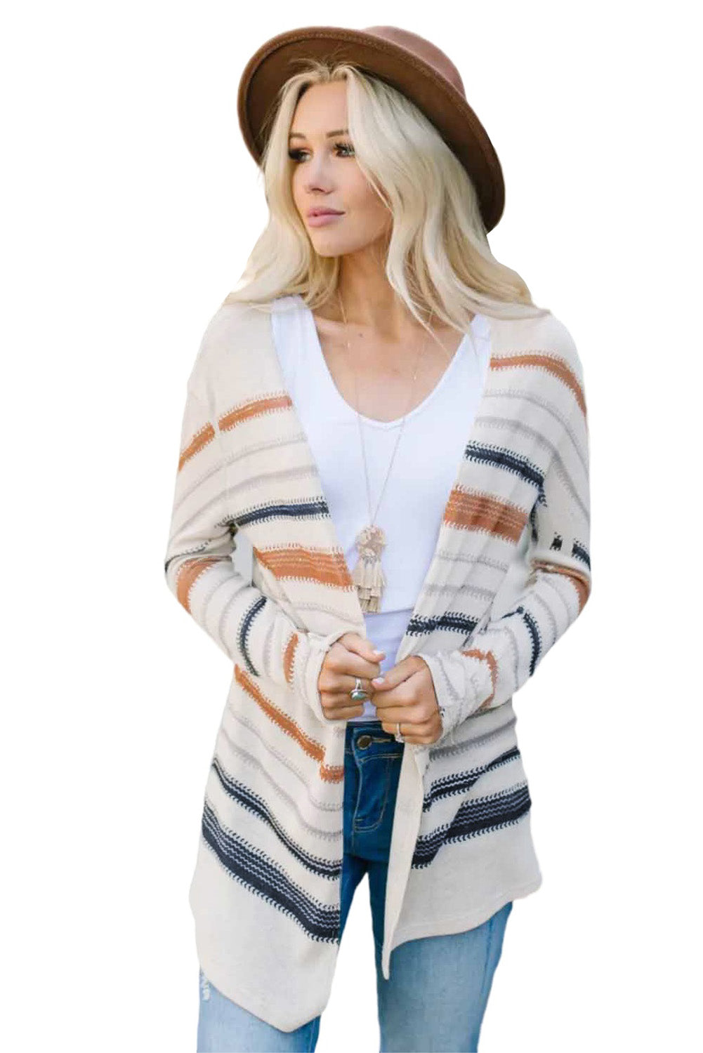 Cardigan multicolore à rayures épicées