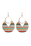 Boho Striped Print Wood Drop Earrings