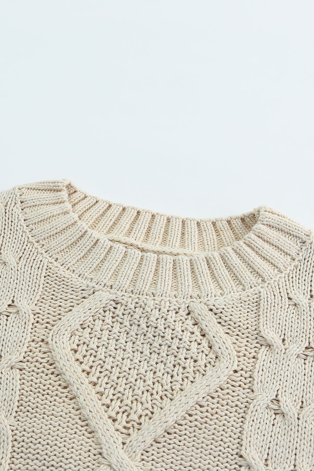 Cable Knit Fringe Trim Sweater