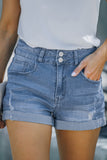 Cuffed High Rise Denim Shorts