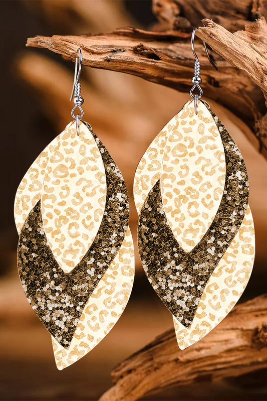 Sequin Leafy Layered Hook Earrings