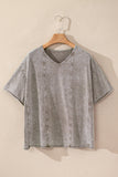 Gray Vintage Mineral Wash Splicing T-shirt