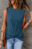 Khaki Rib Knit Cut-out Front Twist Tank Top