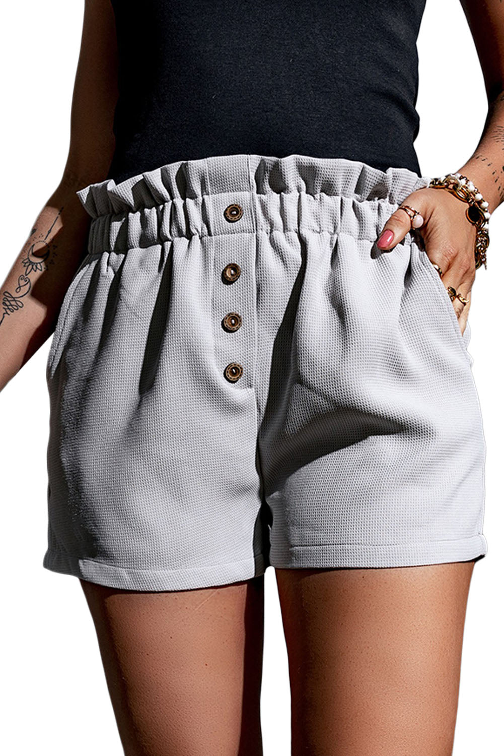 Linen Mix Paper Bag Shorts