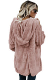 Soft Fleece Hooded Open Front Coat