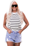 Striped Print Shoulder Pads Boxy Tank Top