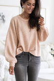 Ribbed Trim Balloon Sleeve Sweater