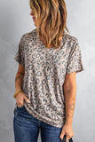 V Neck Front Pocket Leopard Tee