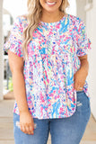 Printed Wide Neck Thumbhole Sleeve Henley Top