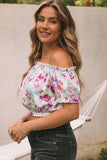 Floral Print Off Shoulder Puff Sleeve Blouse