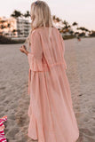 Ruffle Half Sleeve Tie Front Flowy Beach Cover Up