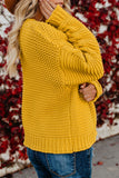 Cardigan jaune en grosse maille ouvert sur le devant