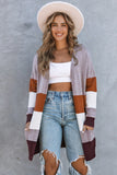 Open Front Colorblock Cardigan with Pockets