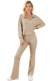 Wide Ribbed Textured Turn-down Pullover Pants Outfit