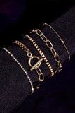 Gold Rhinestone Geometric Plated 5-pcs Bracelet Set