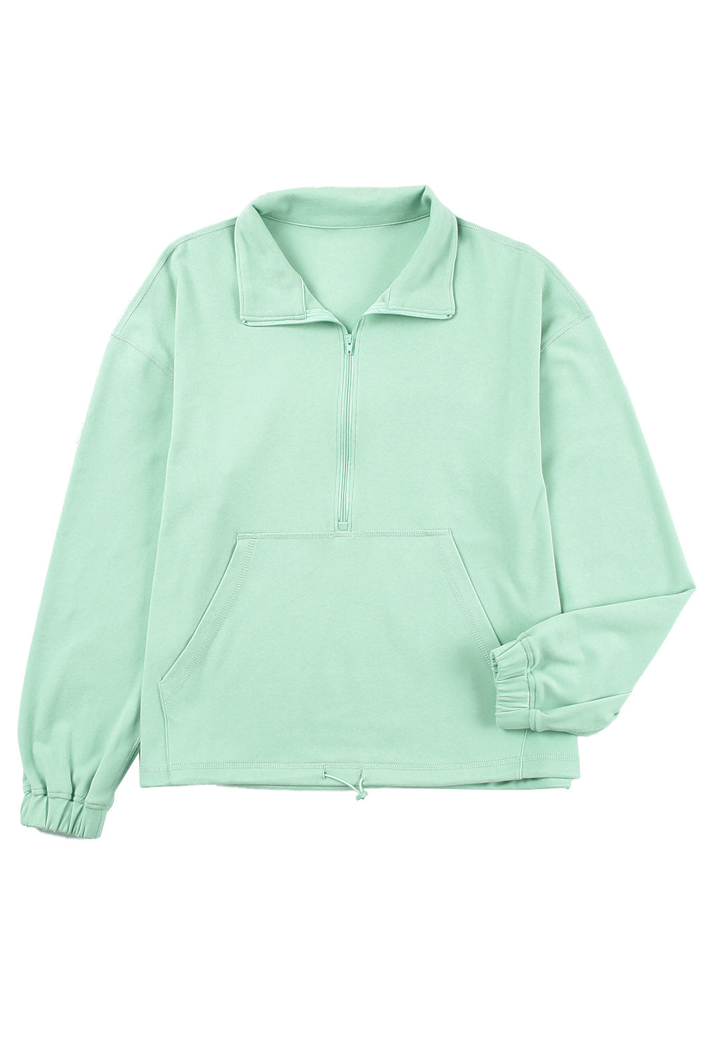 Zip Front Pocketed Pullover Sweatshirt