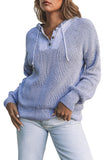 Henley V Neck Hooded Sweater