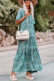 Paisley Print Boho Holiday Ruffle Tiered Maxi Dress