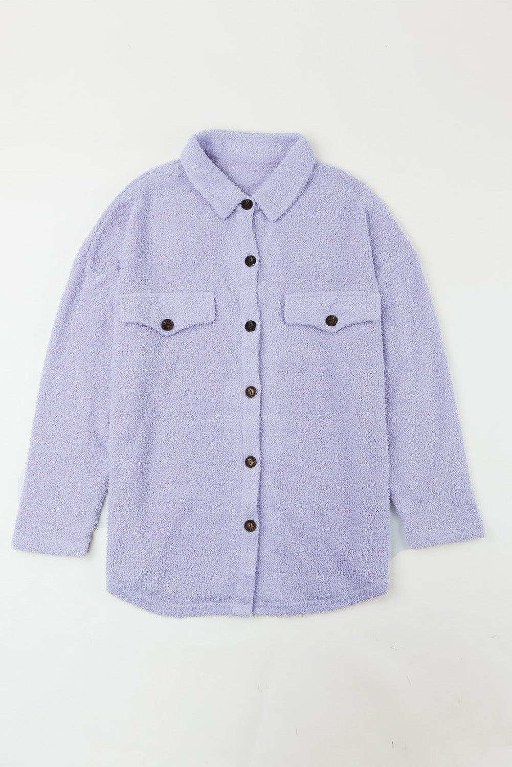 Plush Button Down Pocketed Shirt Jacket