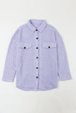 Veste chemise violette boutonnée en peluche avec poches