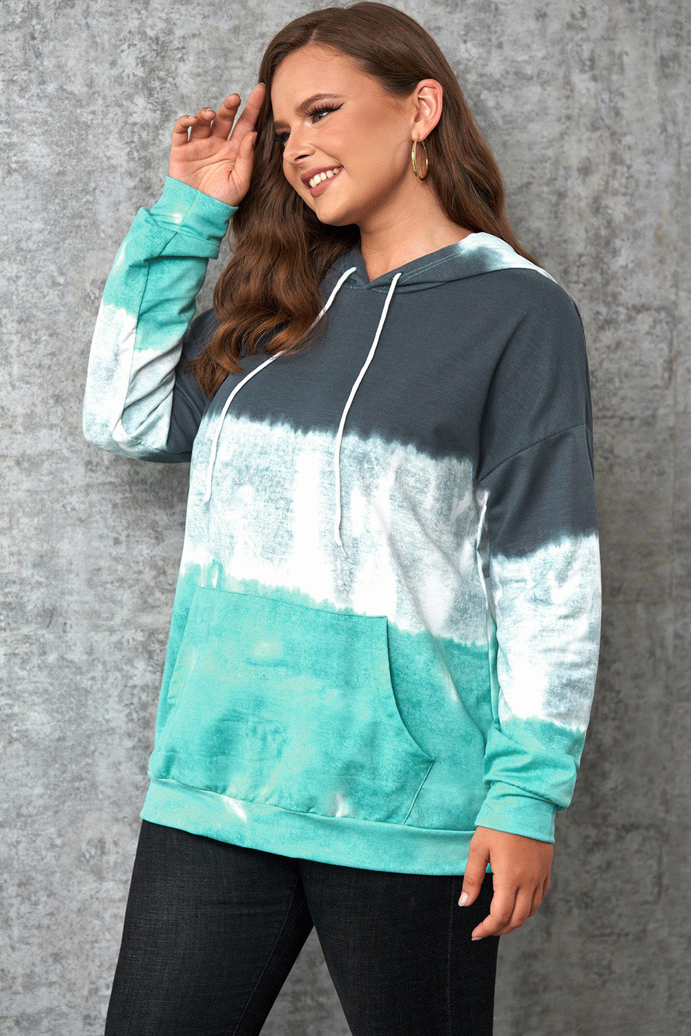 Gray Gradient Colorblock Pullover Hoodie