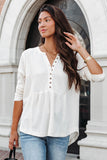 Waffle Knit Half Button Henley Top