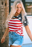 Contrast American Flag Cutout T-Shirt