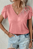 Mist Green Fashion Petal Sleeve V Neck T Shirt