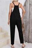 Gold Flame Side Pockets Harem Pants Sleeveless V Neck Jumpsuit