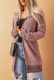 Gray Textured Knit Pocketed Duster Cardigan