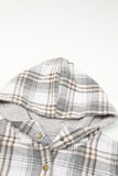 Gray Plaid Pattern Sherpa Lined Hooded Shacket