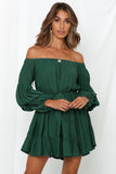 Off-Shoulder Tiered Bubble Sleeve Ruffled Dress