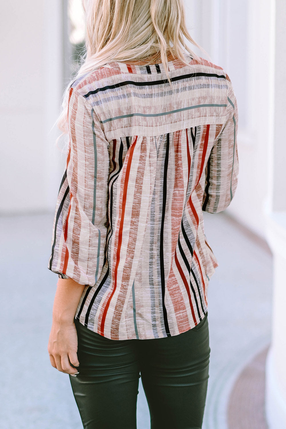 Striped 3/4 Sleeve Blouse