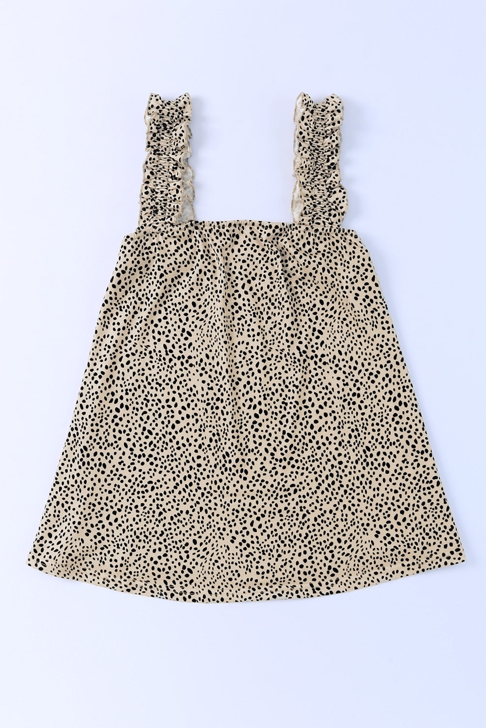 Cheetah Smocked Ruffle Strap Tank Top