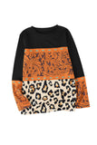 Leopard Tribal Print Splicing Long Sleeve Top