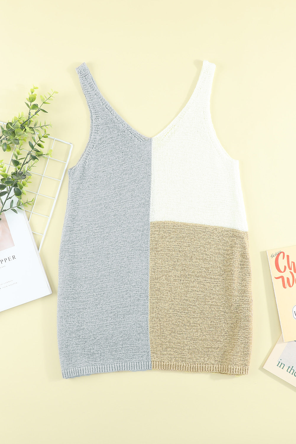 Color Block Knitted Tank Top