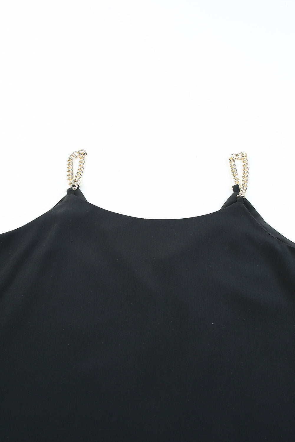 Black Metal Straps V Neck Loose Tank Top