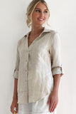 Roll Tab Long Sleeve Relaxed Linen Shirt