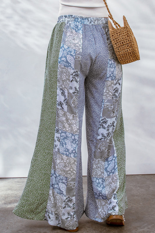 Paisley Mixed Print Wide Leg Pants