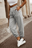 Pantalon de jogging taille haute smocké gris 