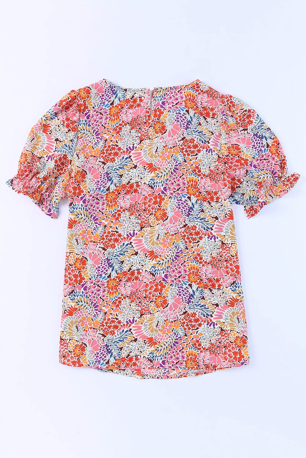 Blouse multicolore à col en V et manches longues à fleurs style bohème