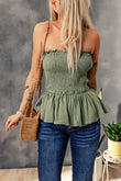 Smocked Peplum Strapless Tank Top