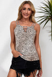 Leopard Print Ladder Keyhole Tank Top