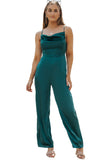 Spaghetti Straps Cowl Neck Satin Jumpsuit