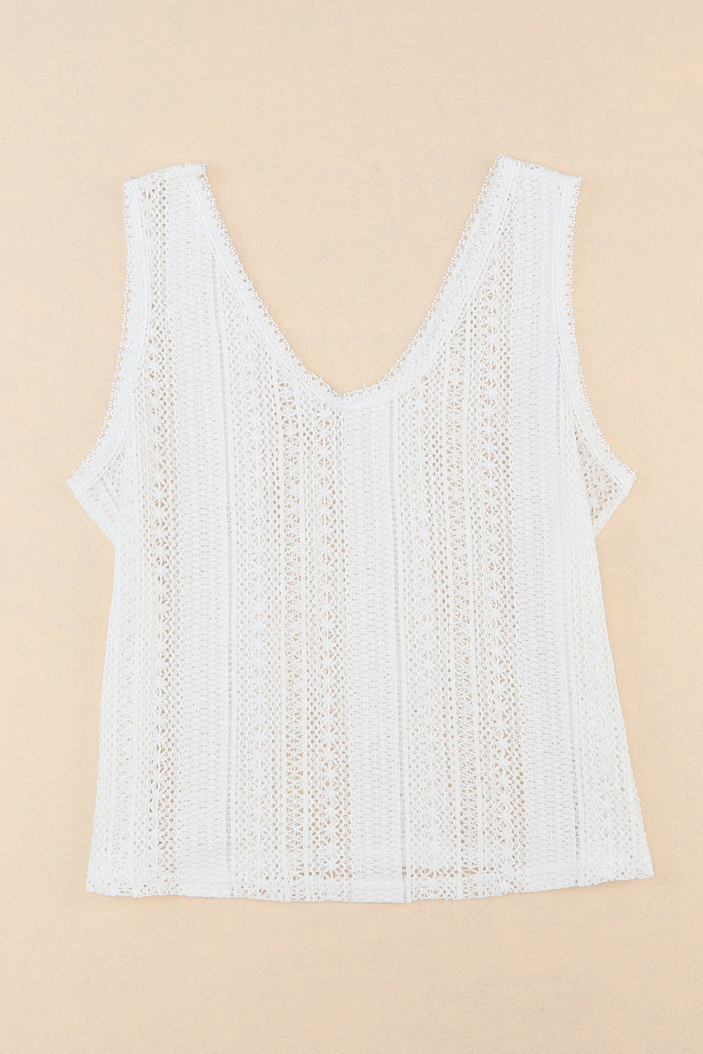 Lace Crochet Open Back U Neck Tank Top