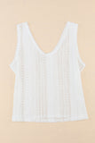 Lace Crochet Open Back U Neck Tank Top