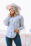 Collared Neckline Plaid Pattern Long Sleeve Shirt