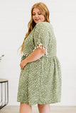 Robe à Pompon Léopard Grande Taille Verte